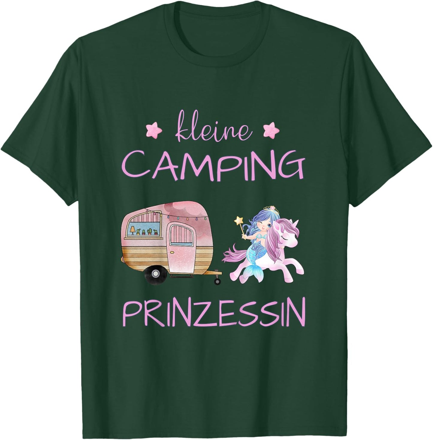 Kleine Camping Prinzessin - Einhorn Meerjungfrau Mädchen T-Shirt - T-Shirt | Forest