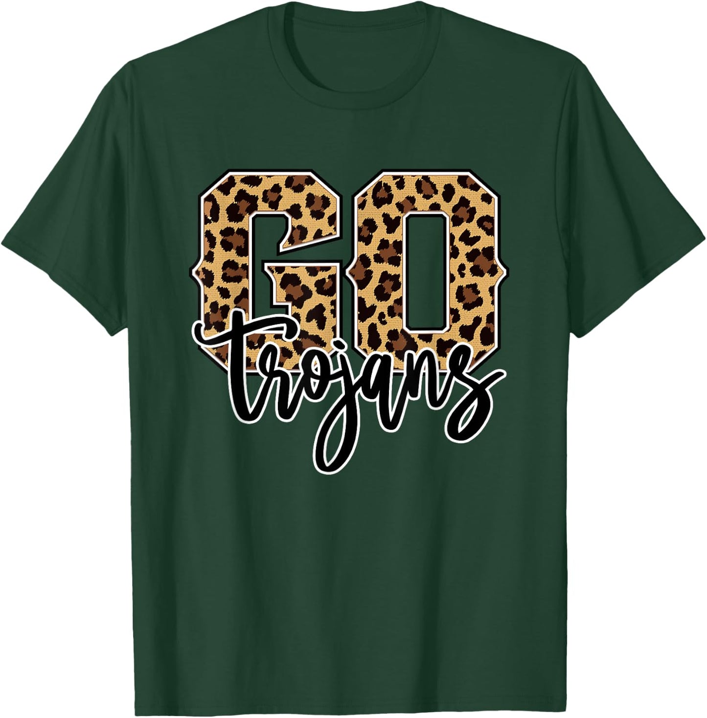 Trojans Go Trojans Leopard Print Graphic T-Shirt - T-Shirt | Forest