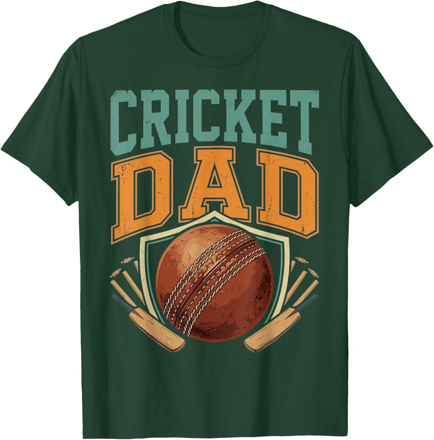 Cricket Dad Ball Bat Wicket Cricket Player Father Day T-Shirt - T-Shirt | Forest