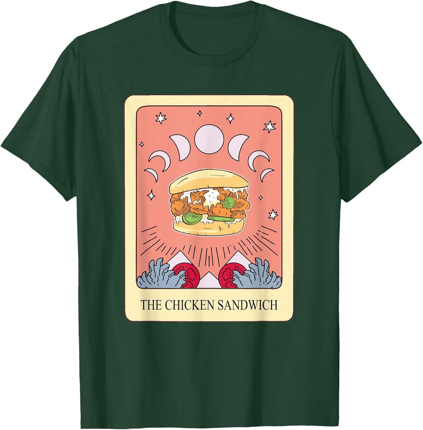 Chicken Sandwich Tarot Card Shirt Funny Chicken Burger T-Shirt - T-Shirt | Forest