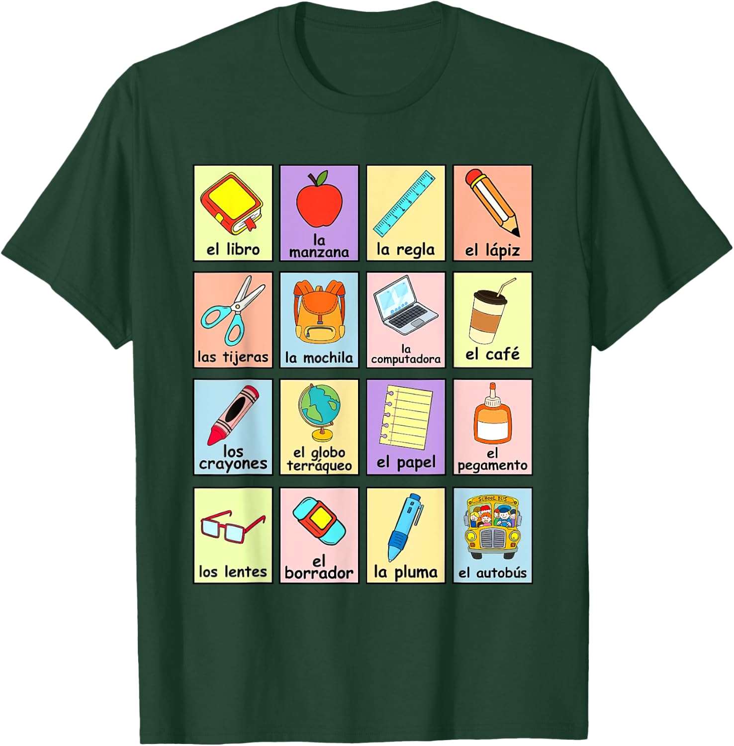 Dual Language Crew Bilingual Spanish Teacher Back to School Women T-Shirt - T-Shirt | Forest