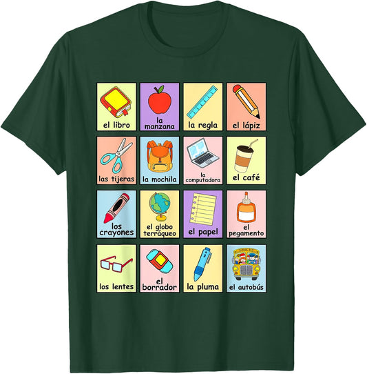 Dual Language Crew Bilingual Spanish Teacher Back to School Women T-Shirt - T-Shirt | Forest