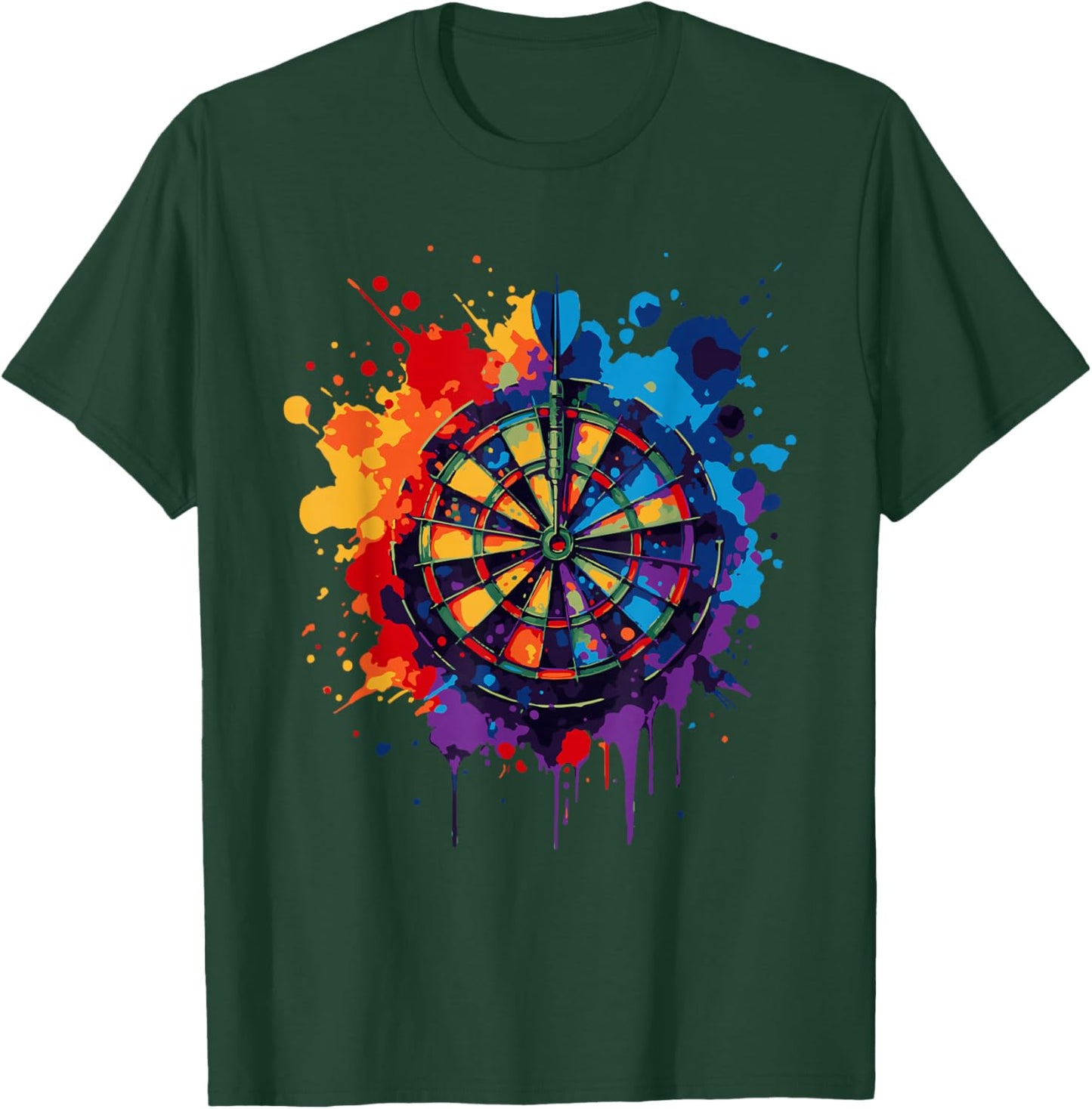 Colourful Splash Art Dart Player Throwing Dart Player , black T-Shirt - T-Shirt | Forest