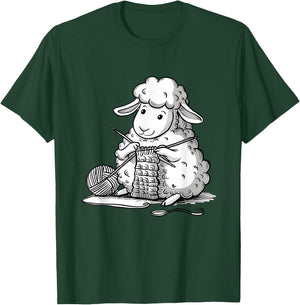 Knitting Sheep Adorable Crafting Art T-Shirt - T-Shirt | Forest