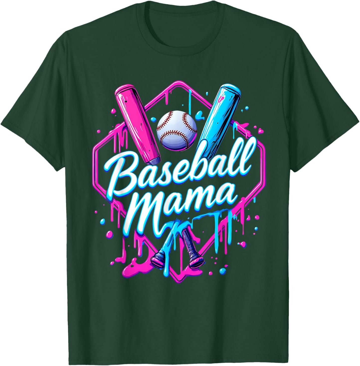Funny Baseball Ice Cream Drip for Cool Mama T-Shirt - T-Shirt | Forest