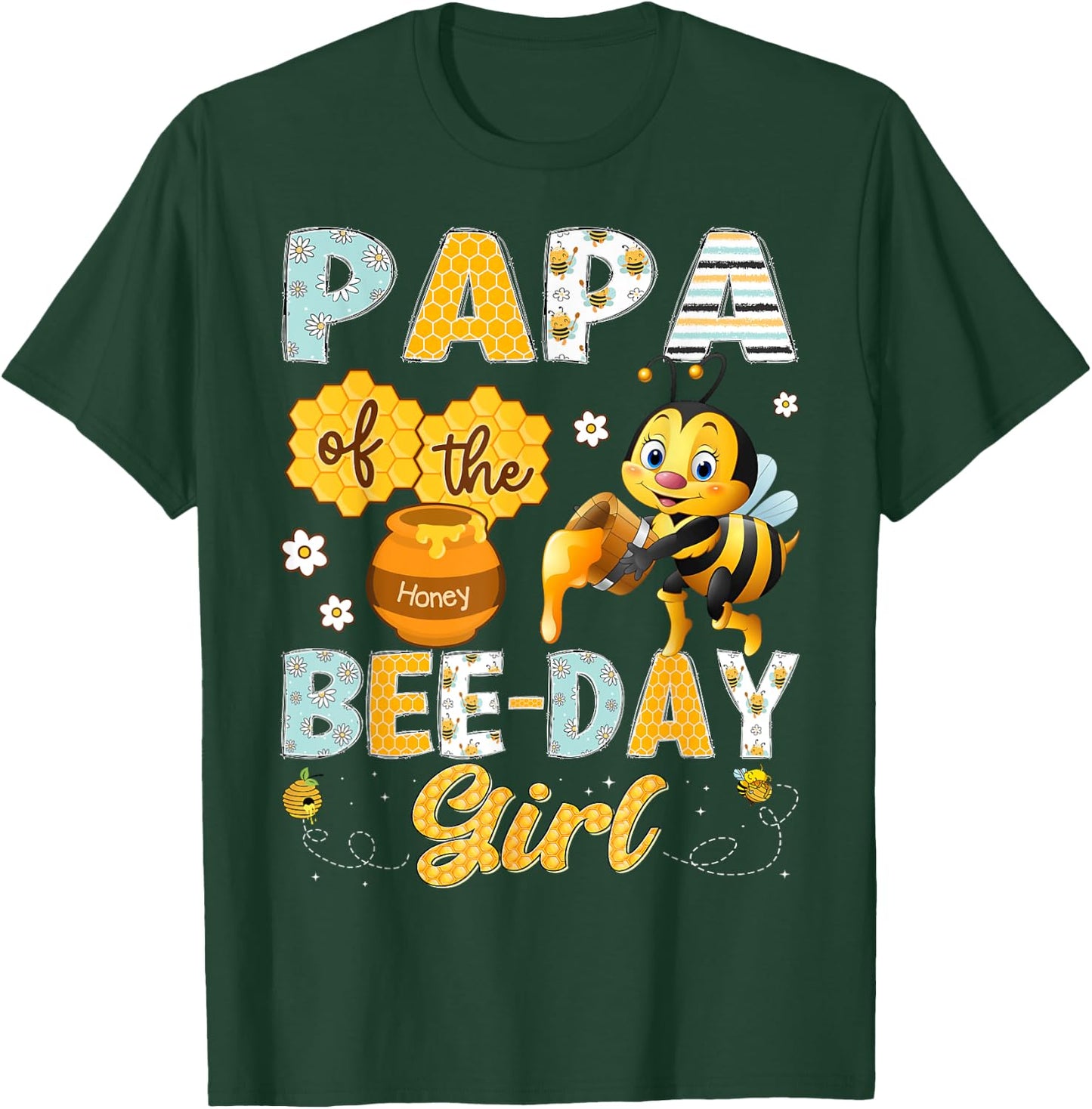 Papa Of The Bee-Day Girl Funny Bee Birthday Girl T-Shirt - T-Shirt | Forest