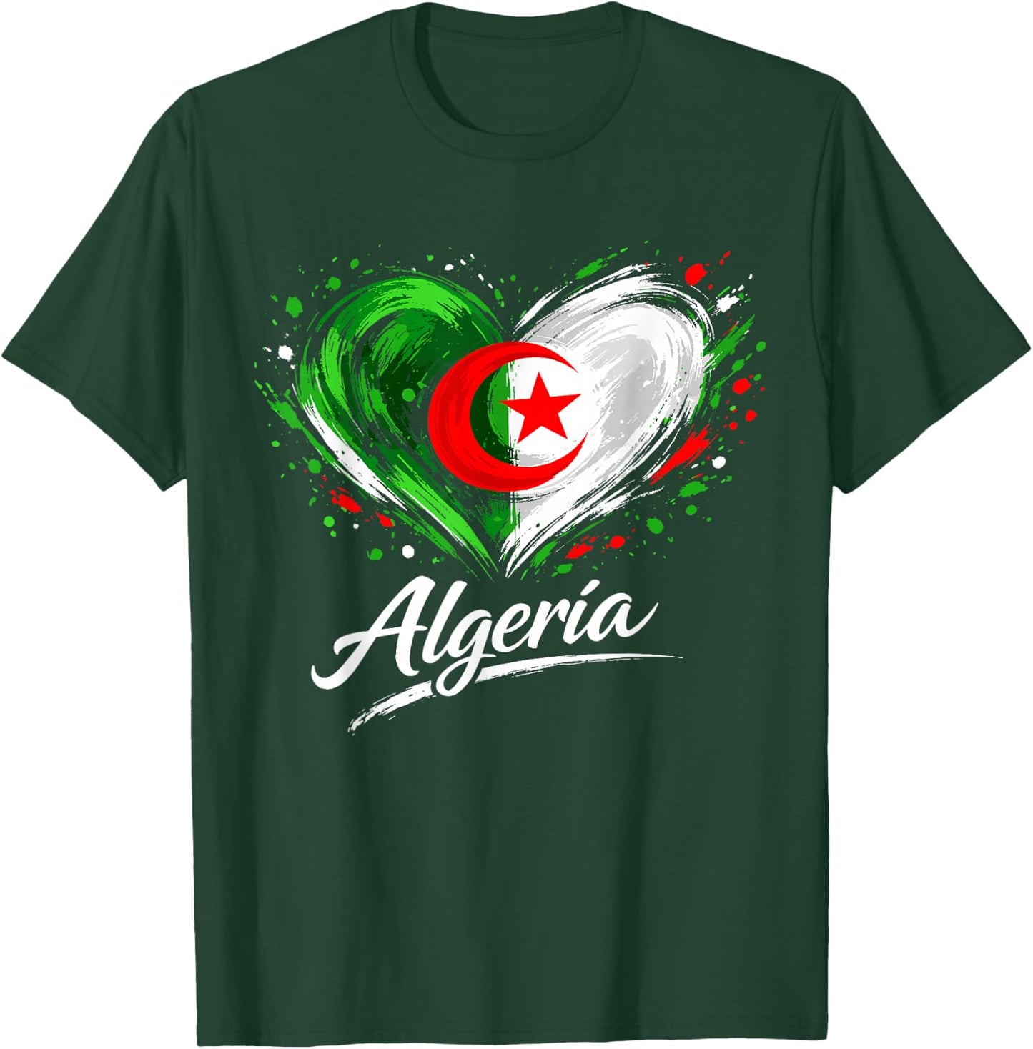 Algeria Heart Patriotic Algerian Pride T-Shirt - T-Shirt | Forest
