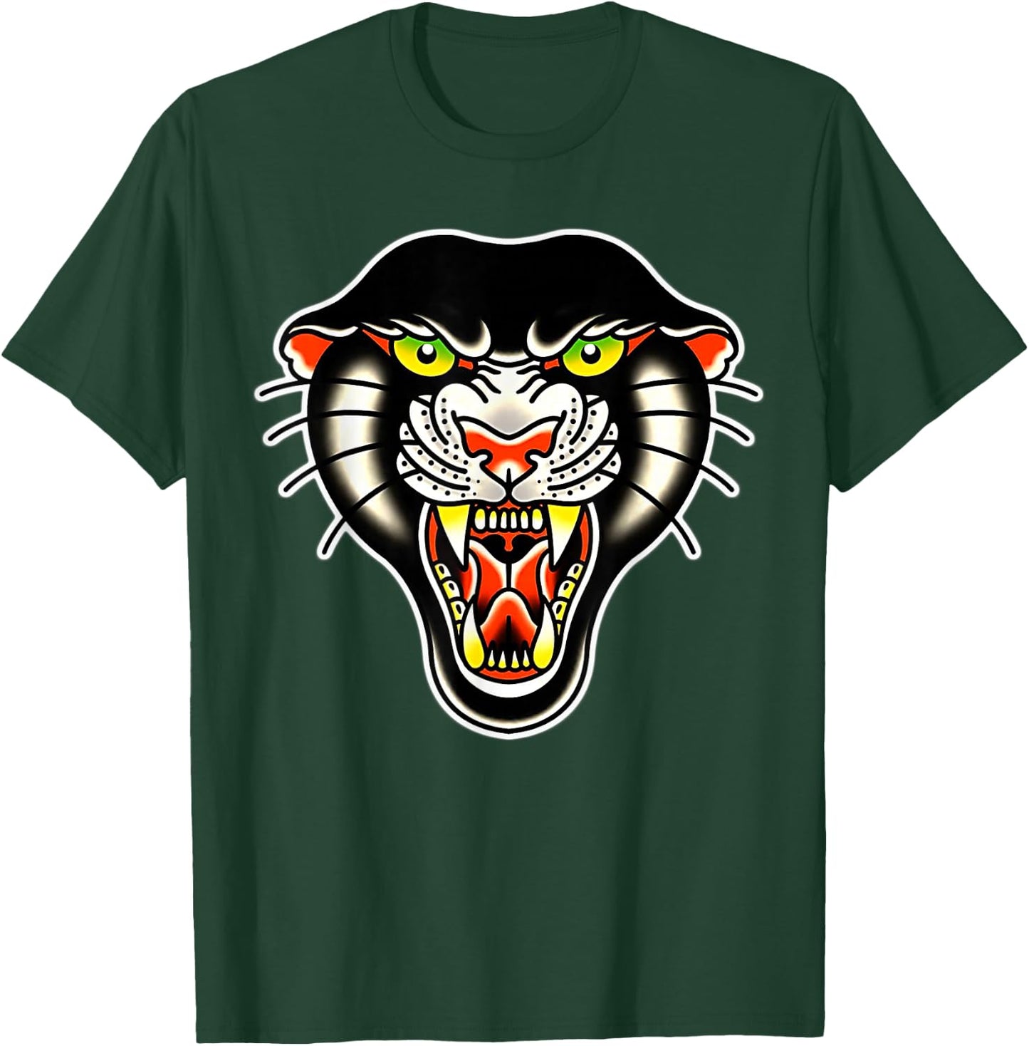 Panther Head Traditional Tattoo Flash T-Shirt - T-Shirt | Forest
