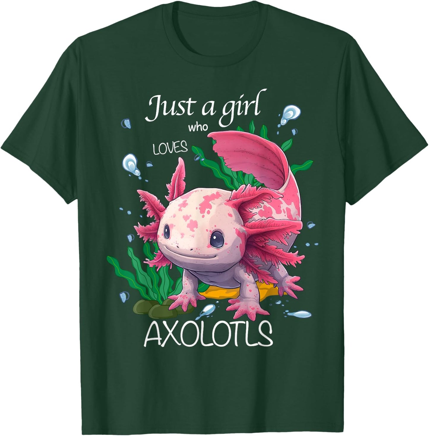Just A Girl Who Loves Axolotls; Kawaii Axolotl Girl Kid T-Shirt - T-Shirt | Forest