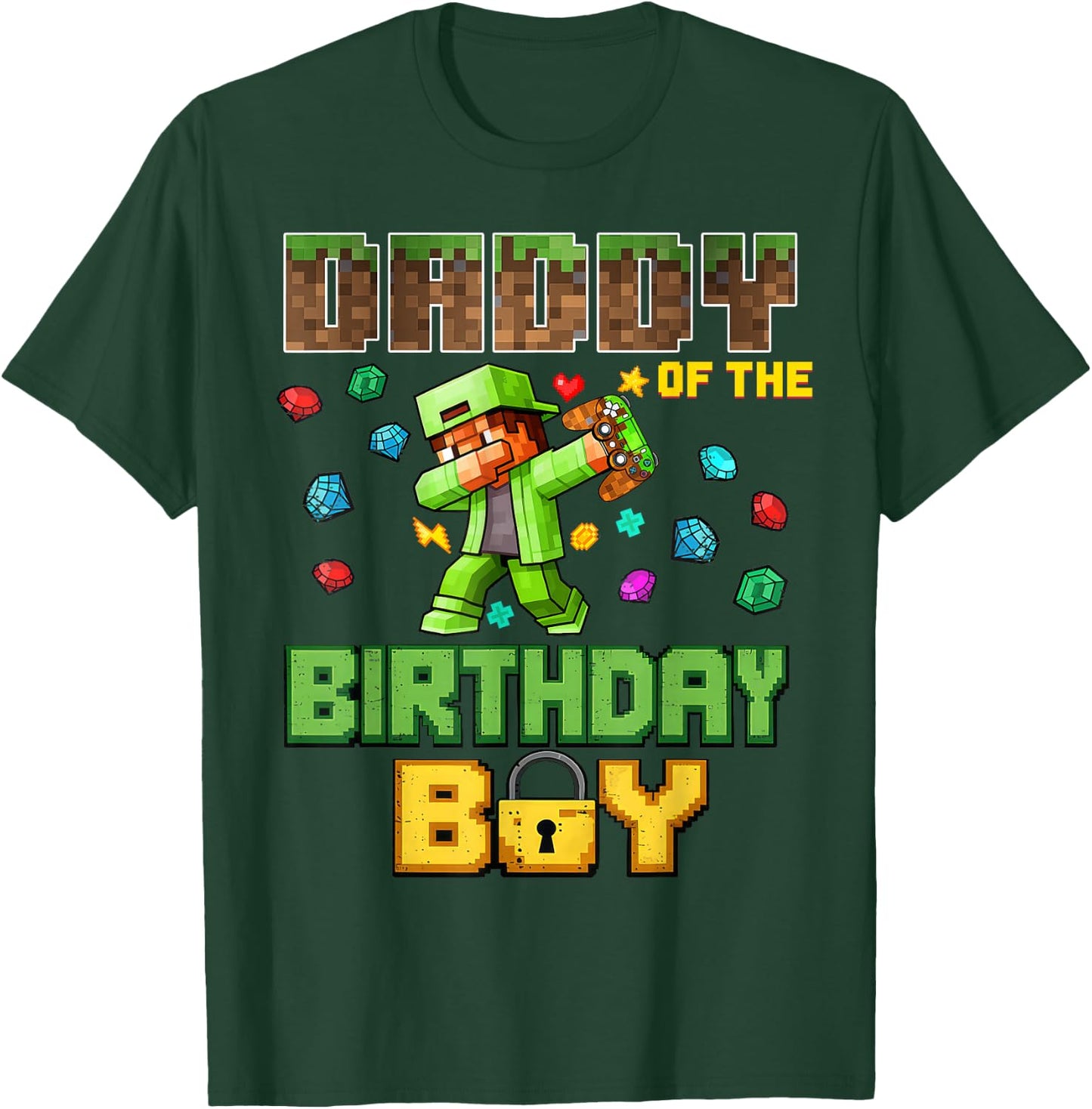 Mommy Daddy of The Birthday Boy Video Gamer Pixel Dab Number T-Shirt - T-Shirt | Forest