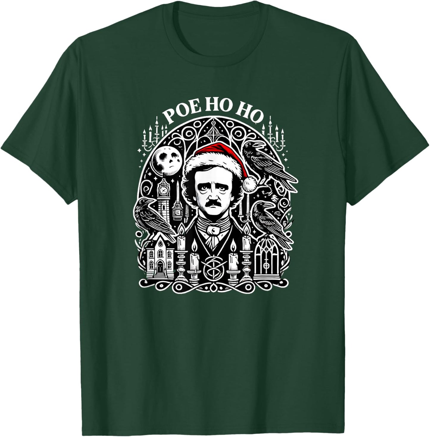 Edgar Allan Poe Christmas The Raven Poem T-Shirt - T-Shirt | Forest
