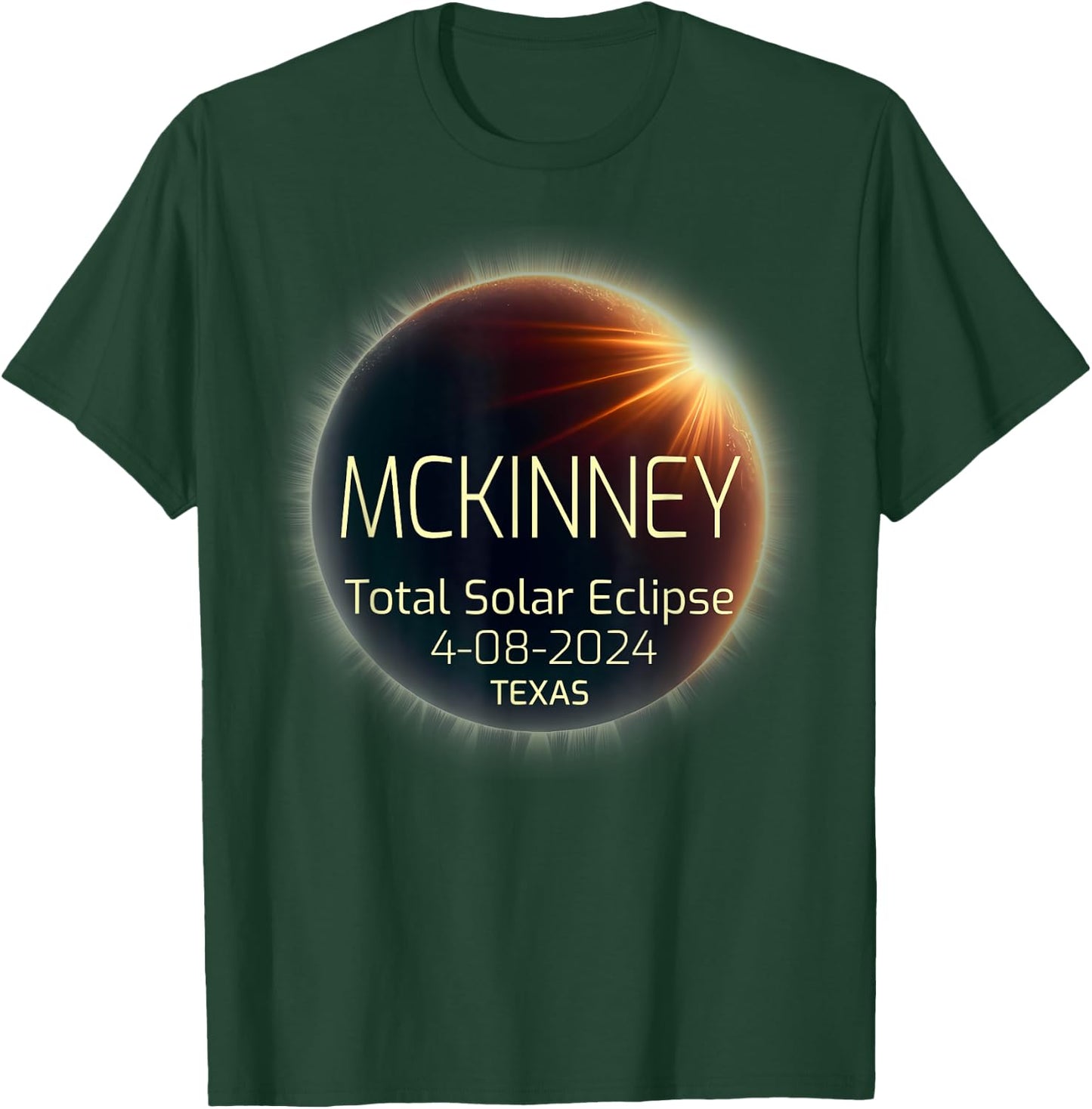 MCKINNEY Total Solar Eclipse April 8 2024 Texas Eclipse T-Shirt - T-Shirt | Forest