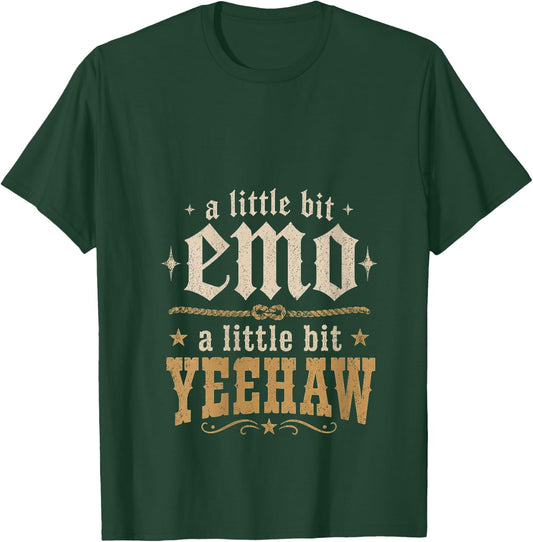 Women's A Little Bit Emo A Little Bit Yeehaw Funny Country Humor V-Neck T-Shirt - T-Shirt | Forest