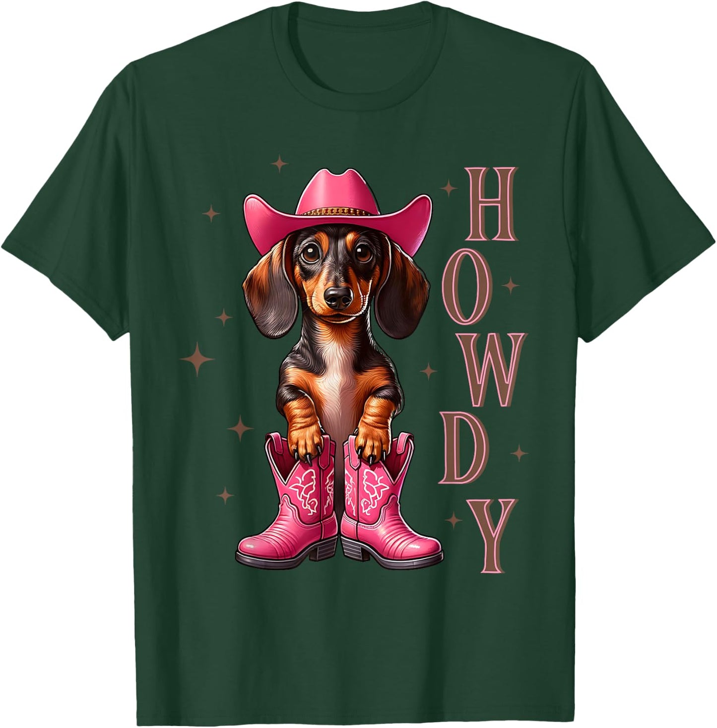 Howdy Dackel Cowboy Westernhund Cowgirl Damen Mädchen T-Shirt - T-Shirt | Forest