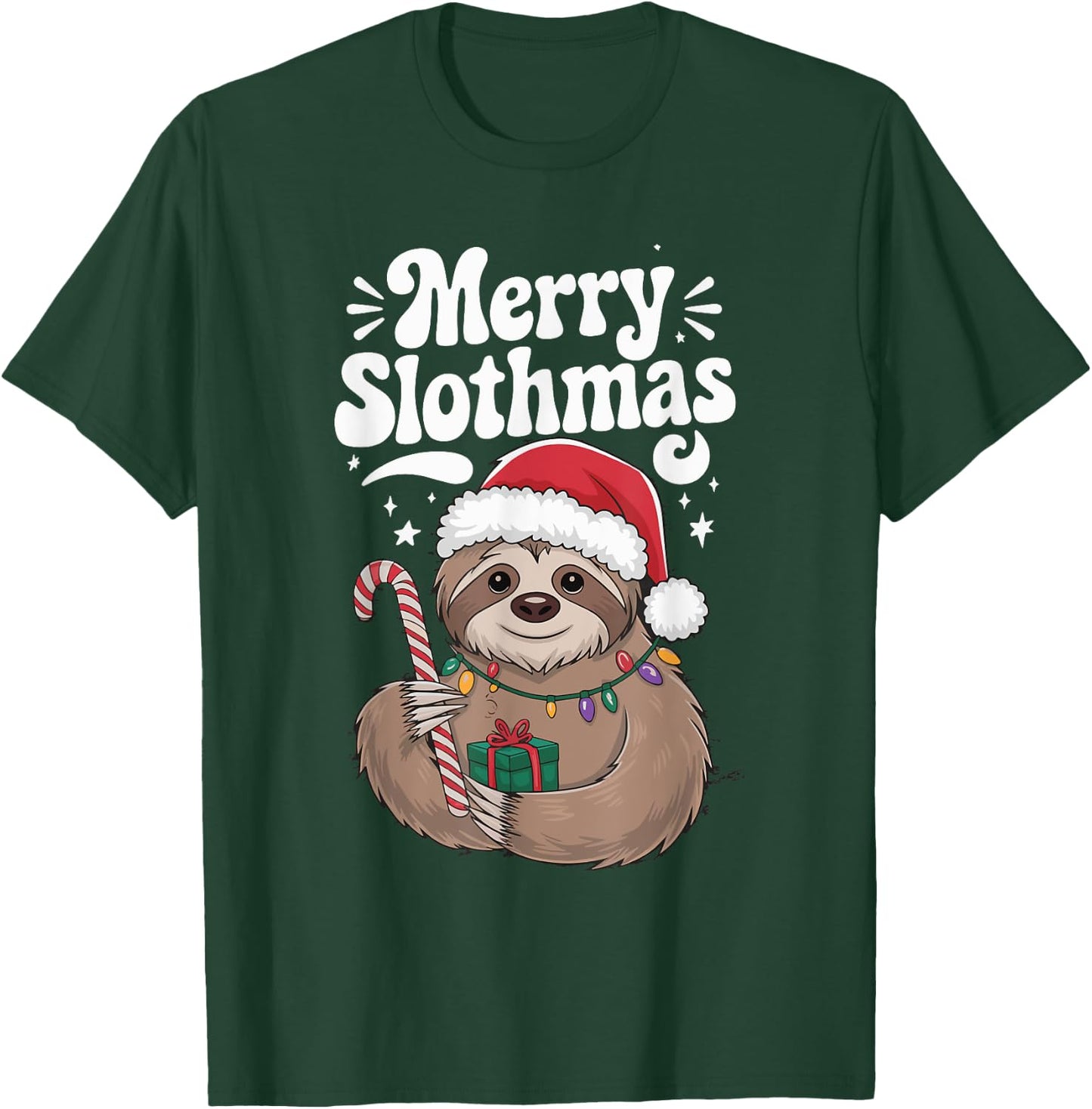 Merry Slothmas Christmas Sloth T-Shirt - T-Shirt | Forest