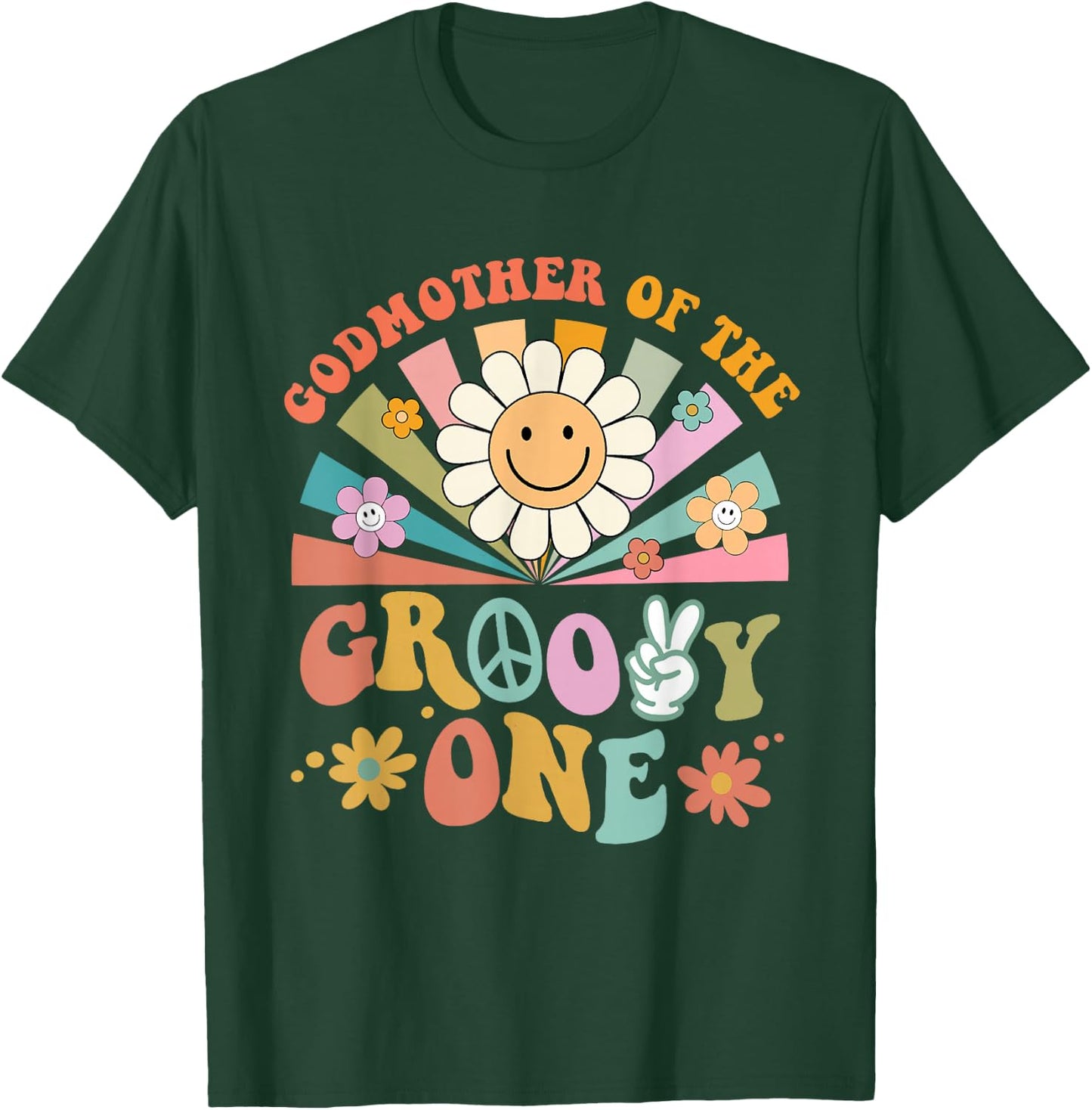 Godmother of Groovy One Matching Family First Birthday Party T-Shirt - T-Shirt | Forest