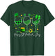Wine St Patricks Day Leopard Green Shamrock Wine Glasses T-Shirt - T-Shirt | Forest