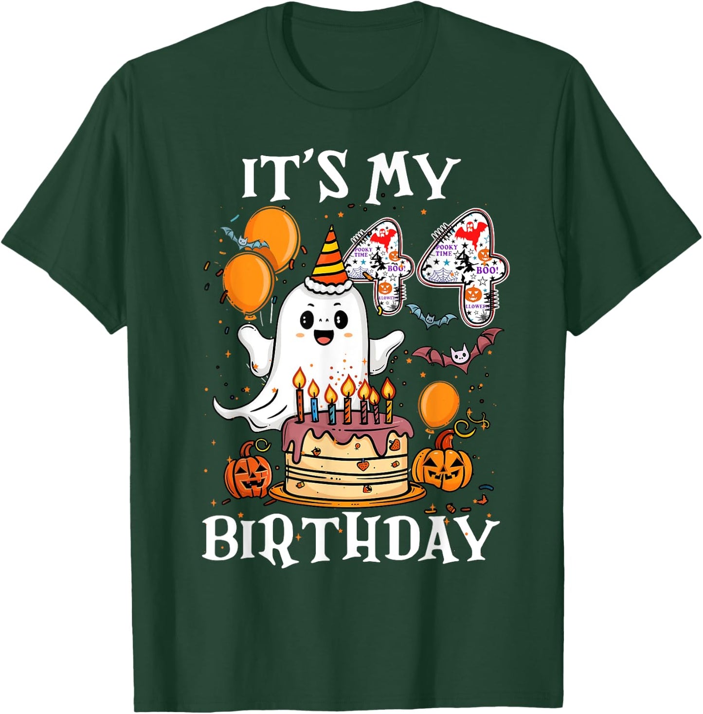 Boo It's My 44th Birthday Halloween Ghost 44 Years Old B-day T-Shirt - T-Shirt | Forest