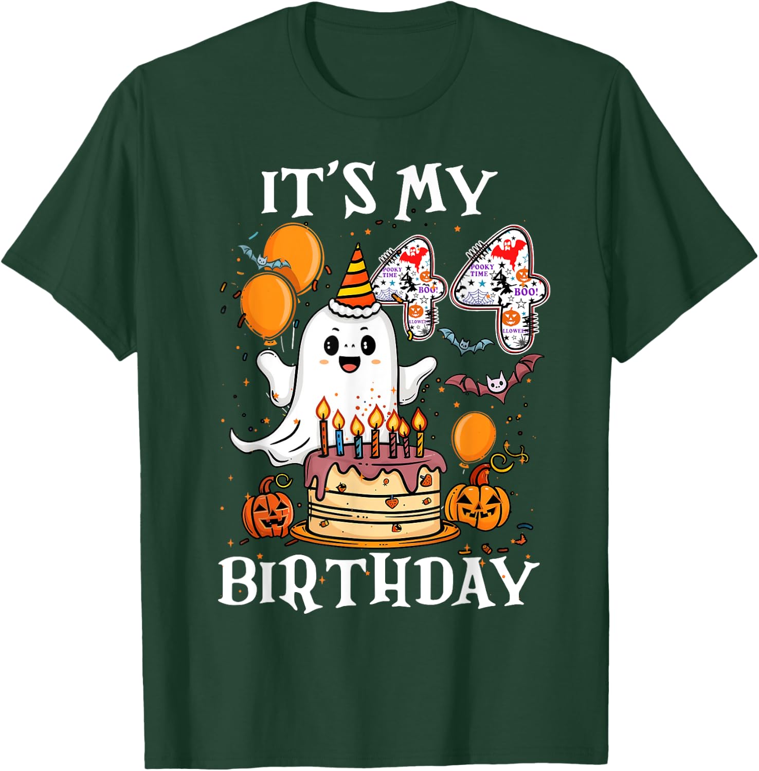 Boo It's My 44th Birthday Halloween Ghost 44 Years Old B-day T-Shirt - T-Shirt | Forest