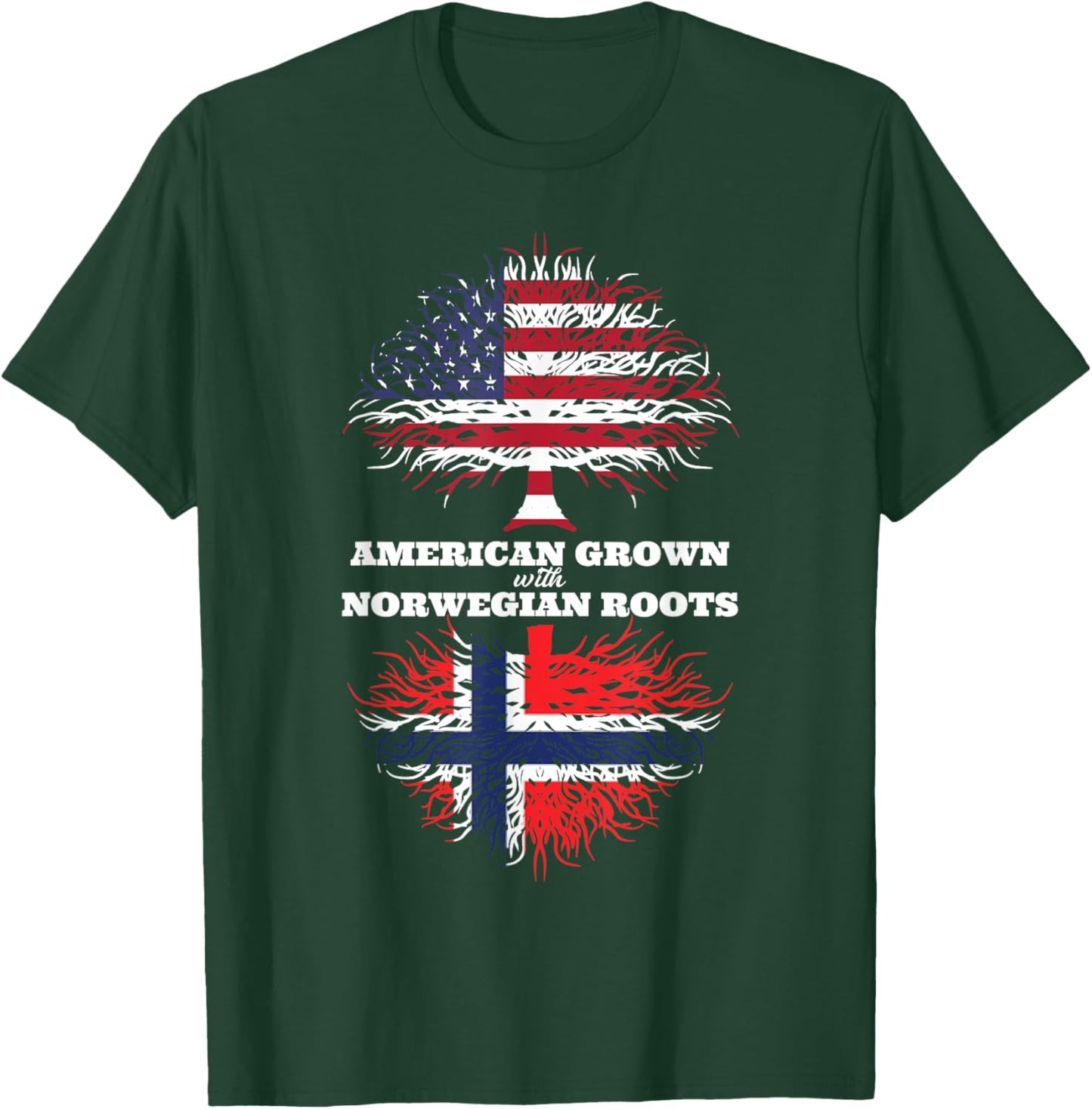 American Grown with Norwegian Roots Norway T-Shirt - T-Shirt | Forest