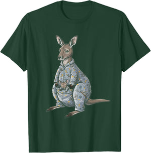 Funny Sleepy Kangaroo Pajama Women Men Kids Boys And Girls T-Shirt - T-Shirt | Forest