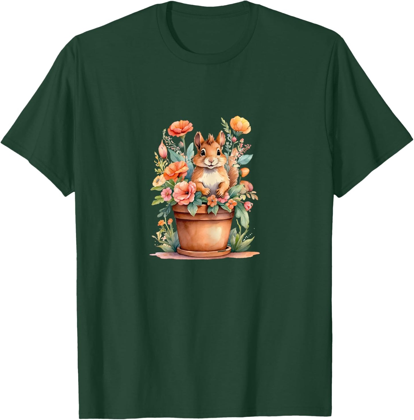 Cute Squirrel and Spring Flowers T-Shirt - T-Shirt | Forest
