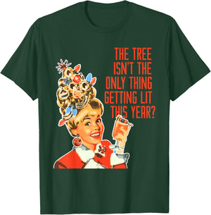 Getting Lit This Year Christmas Party Tree Gift T-Shirt - T-Shirt | Forest