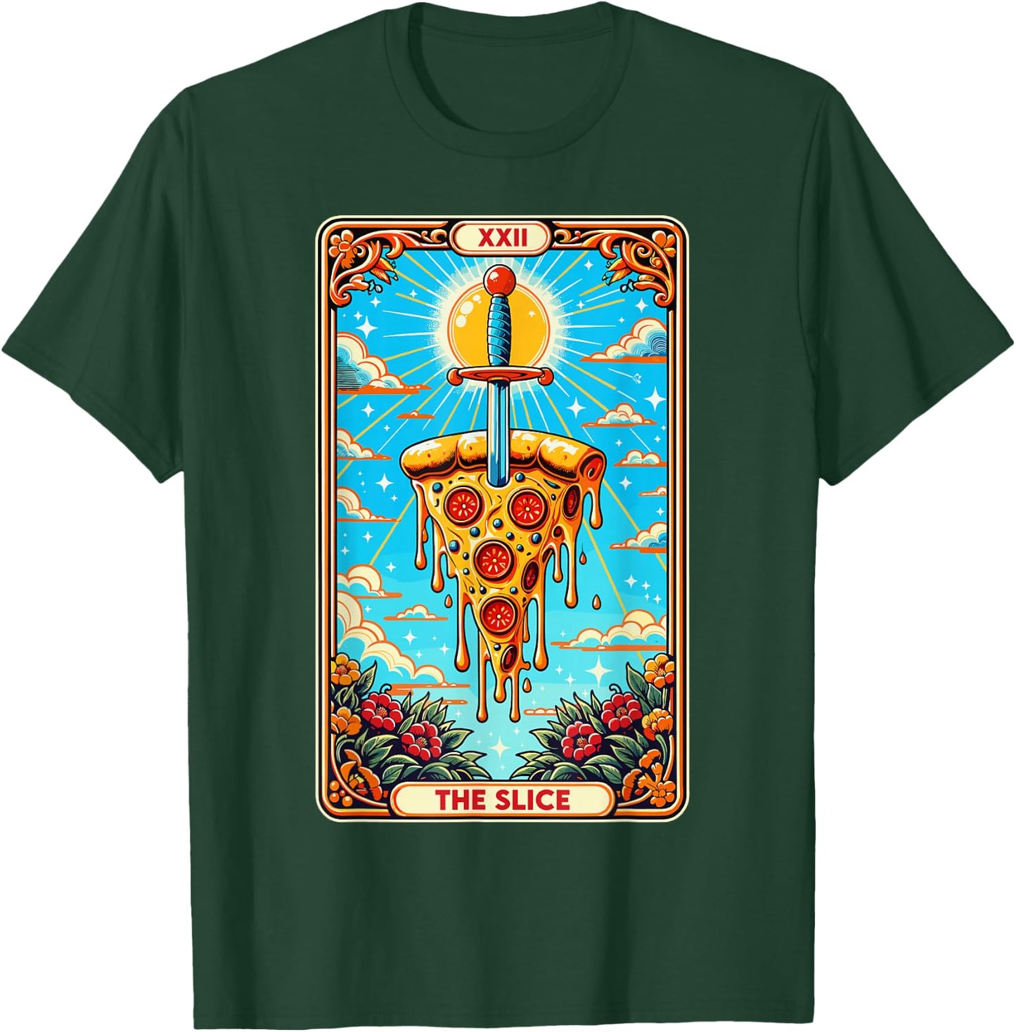 Tarot card funny pizza shirt pizza knife pizza shovel fast food T-Shirt - T-Shirt | Forest