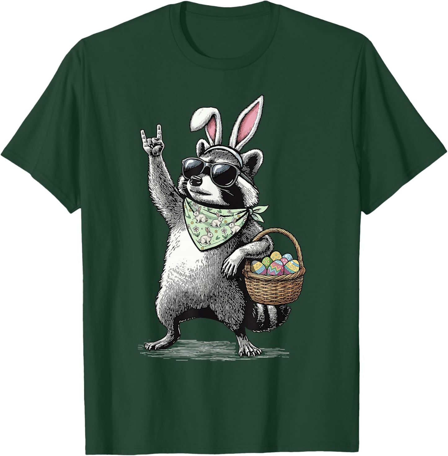 Retro Ostern Waschbär Lustiges Ostern T-Shirt - T-Shirt | Forest