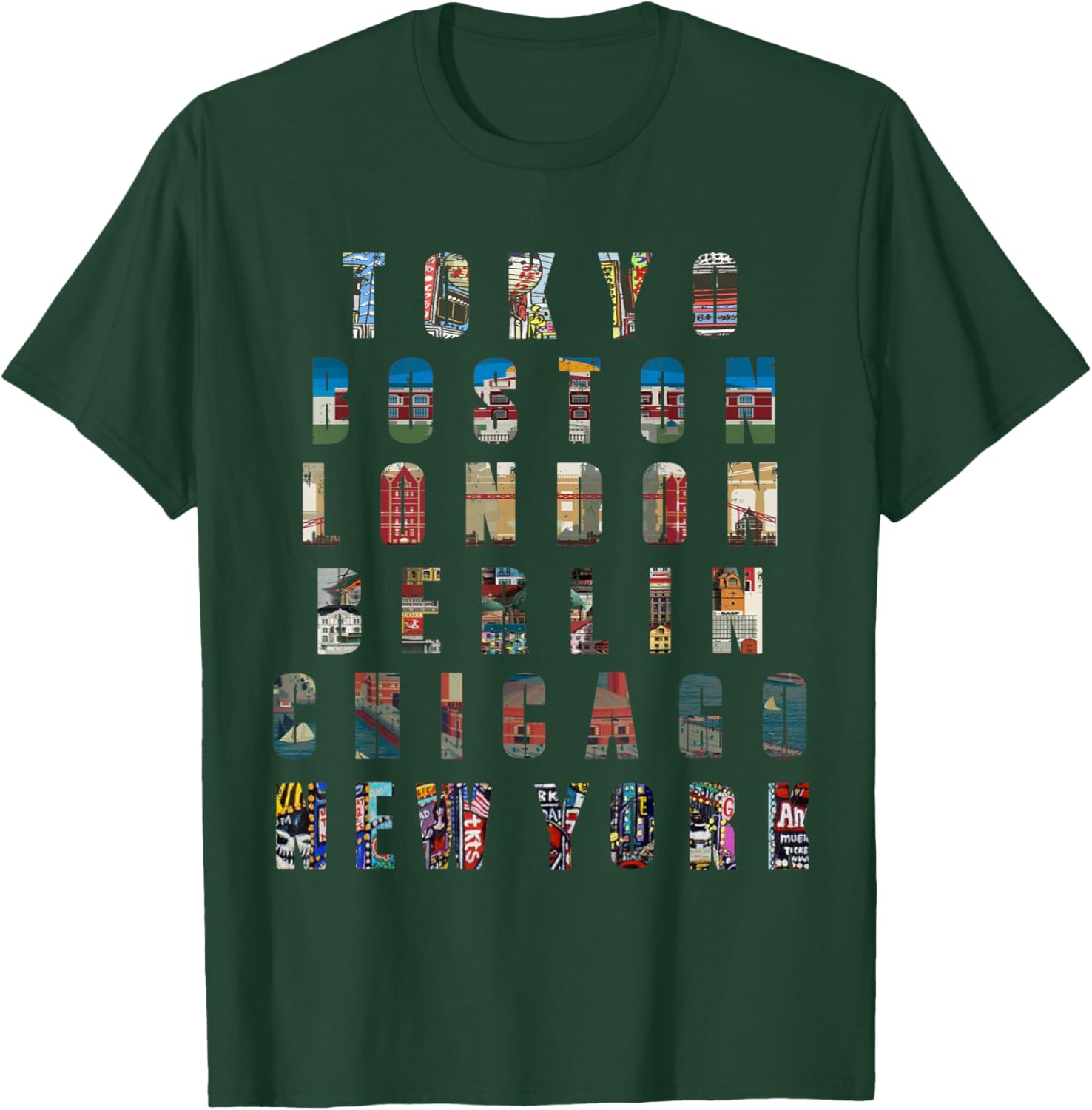 6 Stars World Marathon Running runners iconic city T-Shirt - T-Shirt | Forest
