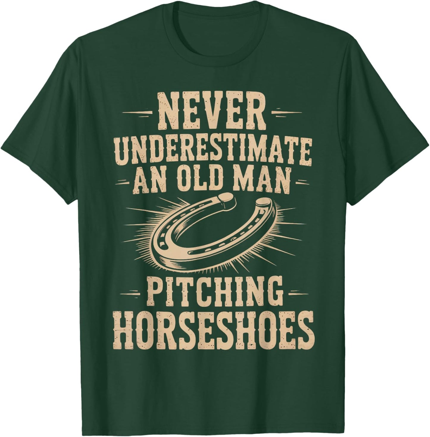 Old Man Pitching Horseshoes Game Ringer Horseshoe Pitching T-Shirt - T-Shirt | Forest