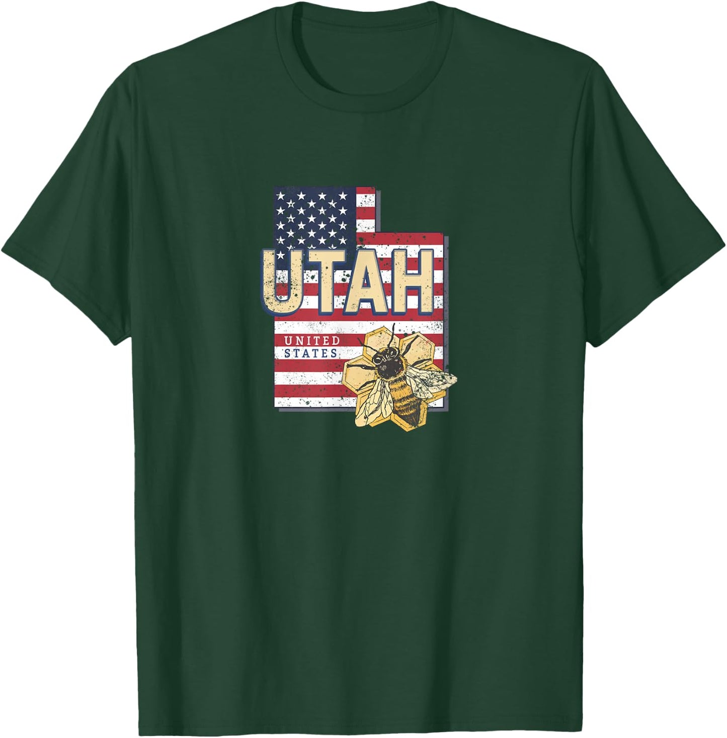 Utah with Bee United States retro map Vintage USA souvenir T-Shirt - T-Shirt | Forest