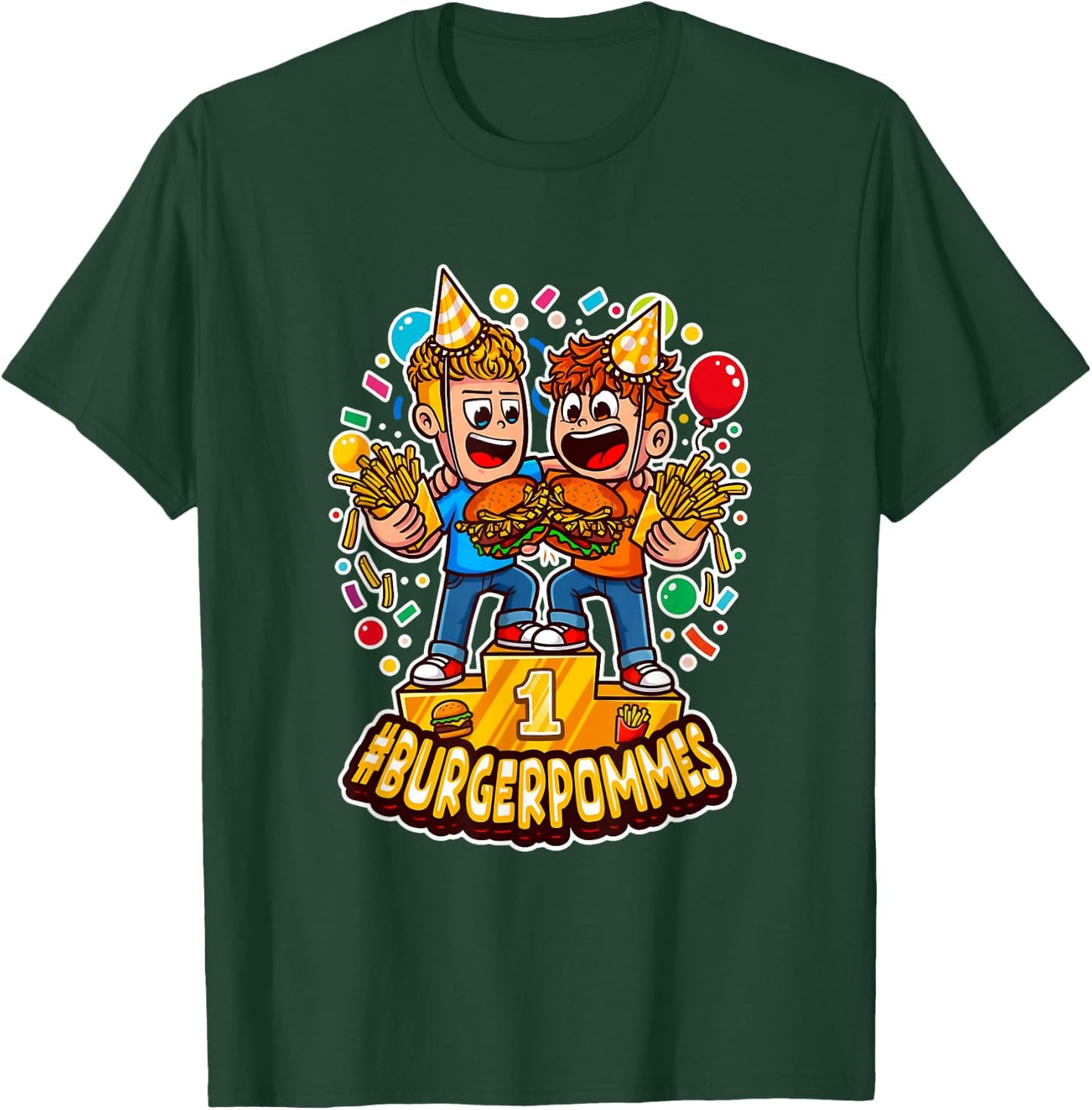 Cute Burger.Pommes Cartoon Art Sieger Podest Foodie T-Shirt - T-Shirt | Forest
