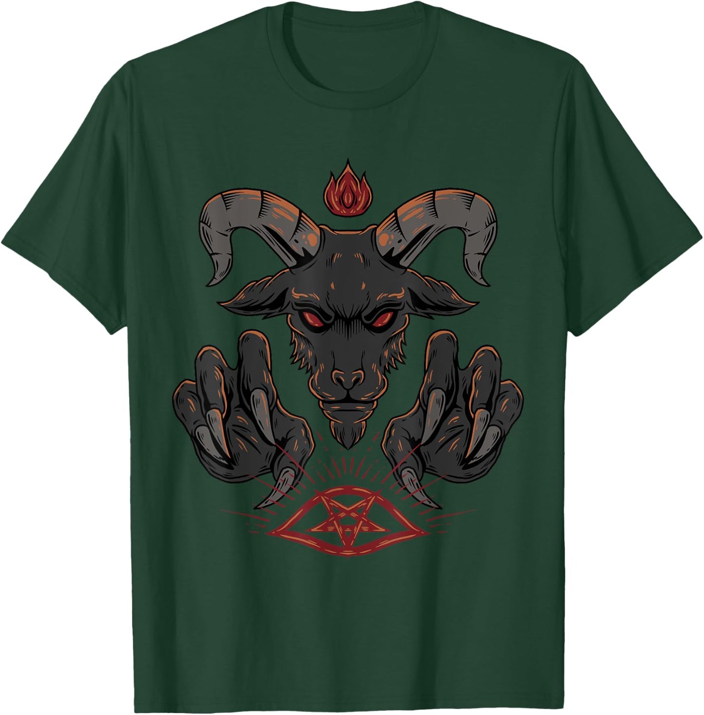 Pentagram Eye Baphomet Satanic Satan Occult Goat T-Shirt - T-Shirt | Forest