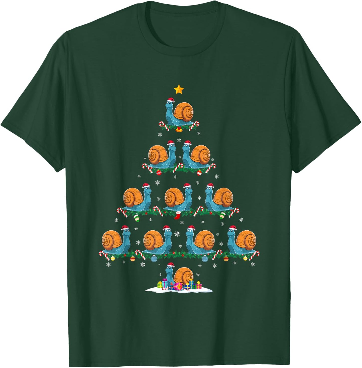 Snail Christmas Tree Pajama Men Women Kids Ugly Xmas T-Shirt - T-Shirt | Forest