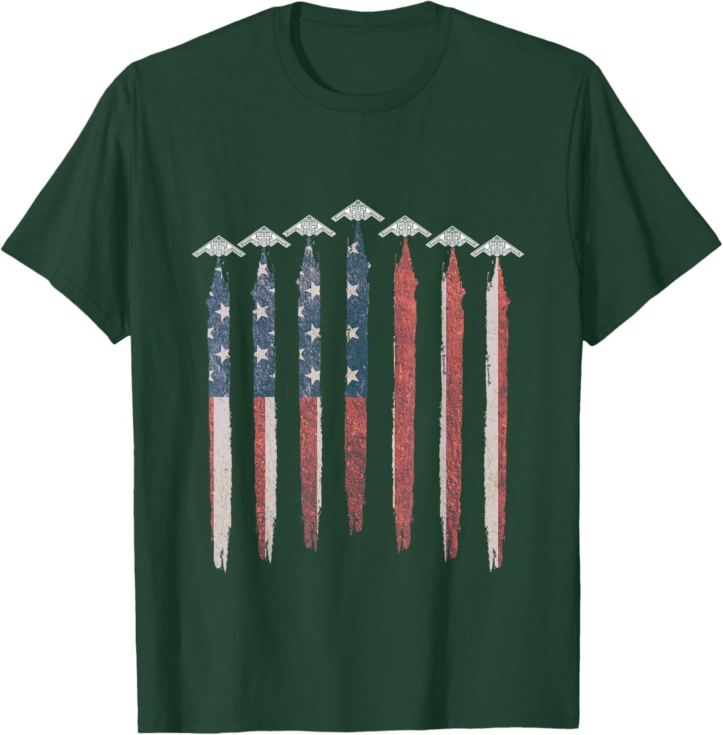 B2 Stealth Bomber Airplane USA Flag B2 4th of July T-Shirt - T-Shirt | Forest