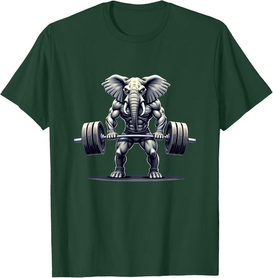 Workout Gym Elephant Deadlift Weightlifting T-Shirt - T-Shirt | Forest