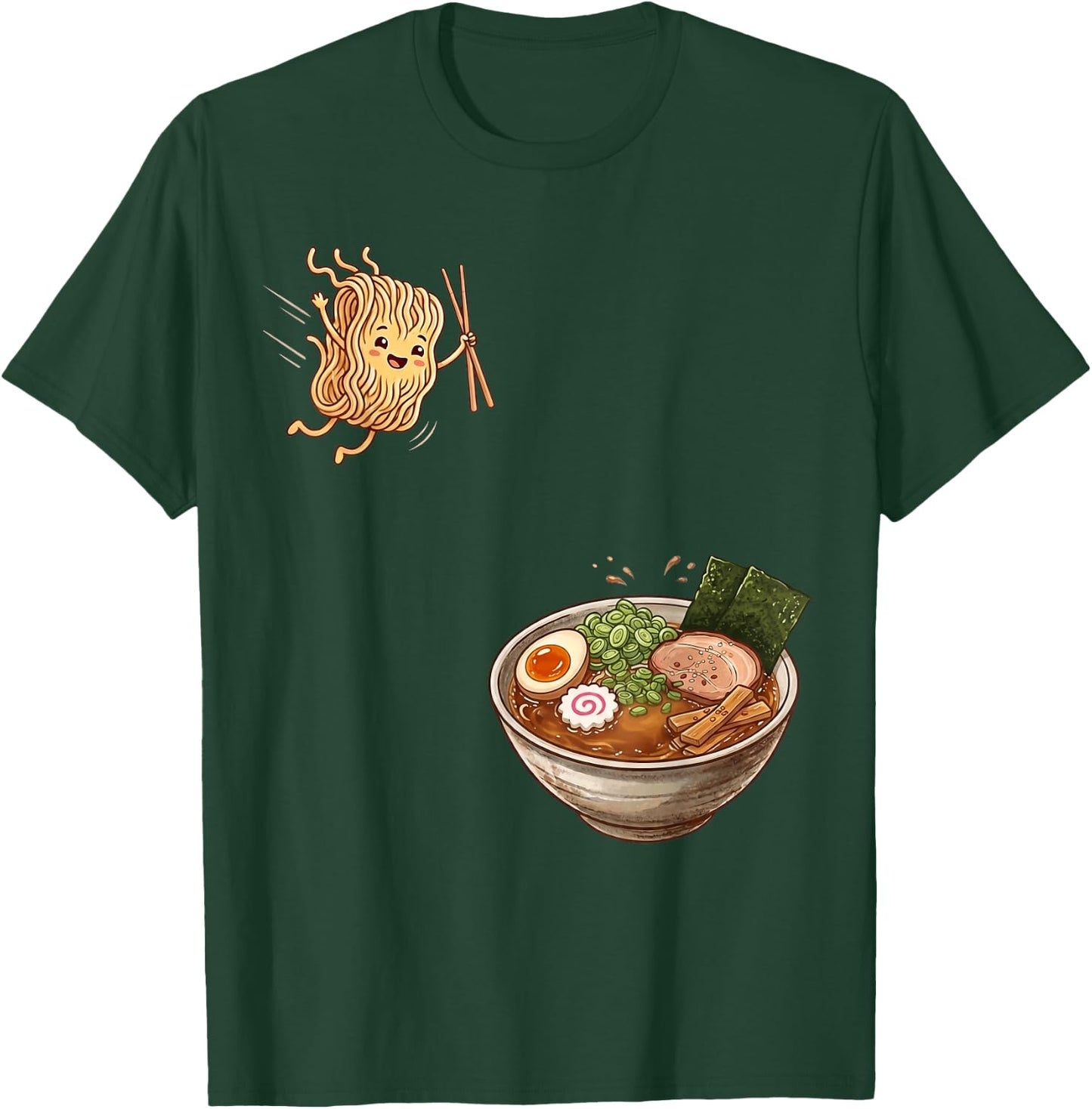 Funny Ramen Jumping Ramen Bowl Japanese Kawaii Anime Ramen T-Shirt - T-Shirt | Forest