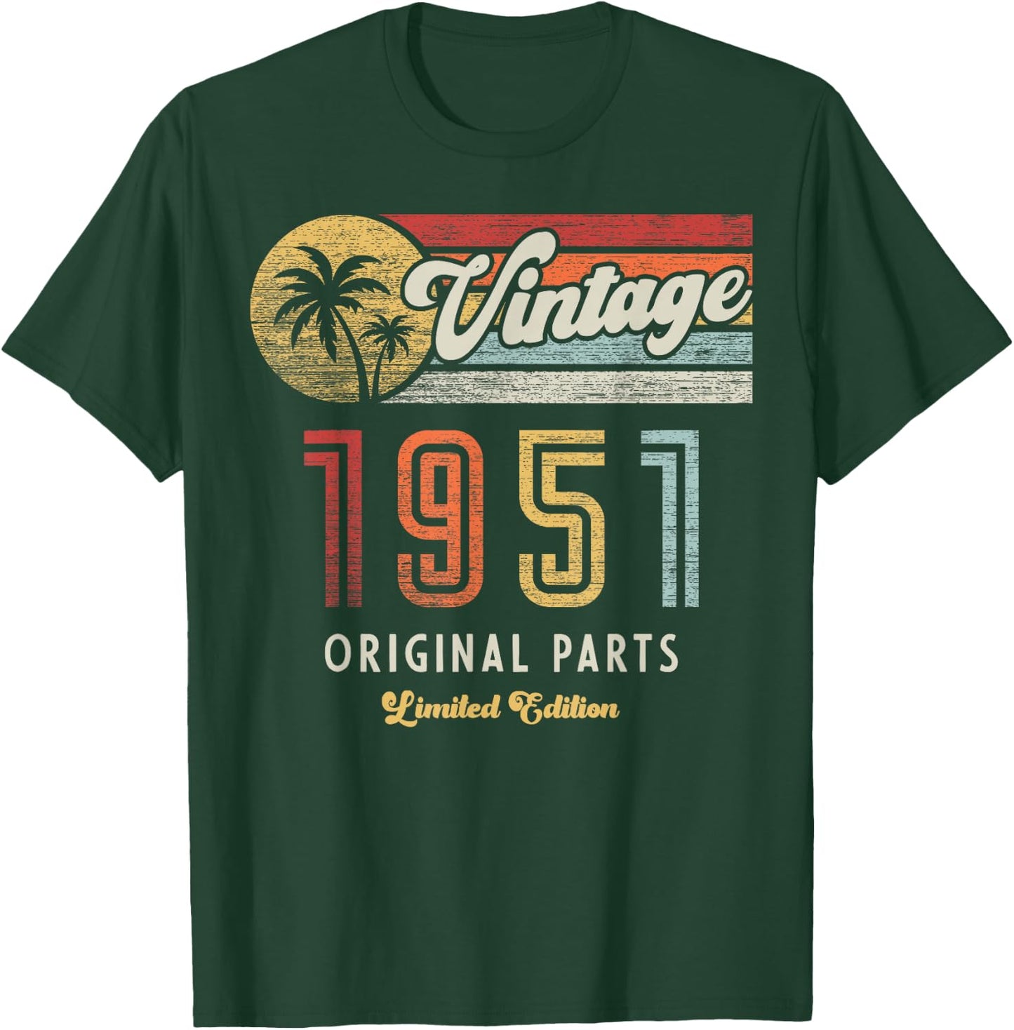 Vintage 1951 Original Parts Fins 75th Anniversary T-Shirt - T-Shirt | Forest