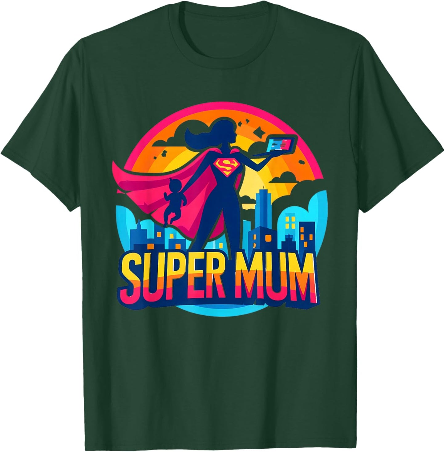 Birthday Gifts For Mom - Super Mum , Black, S T-Shirt - T-Shirt | Forest