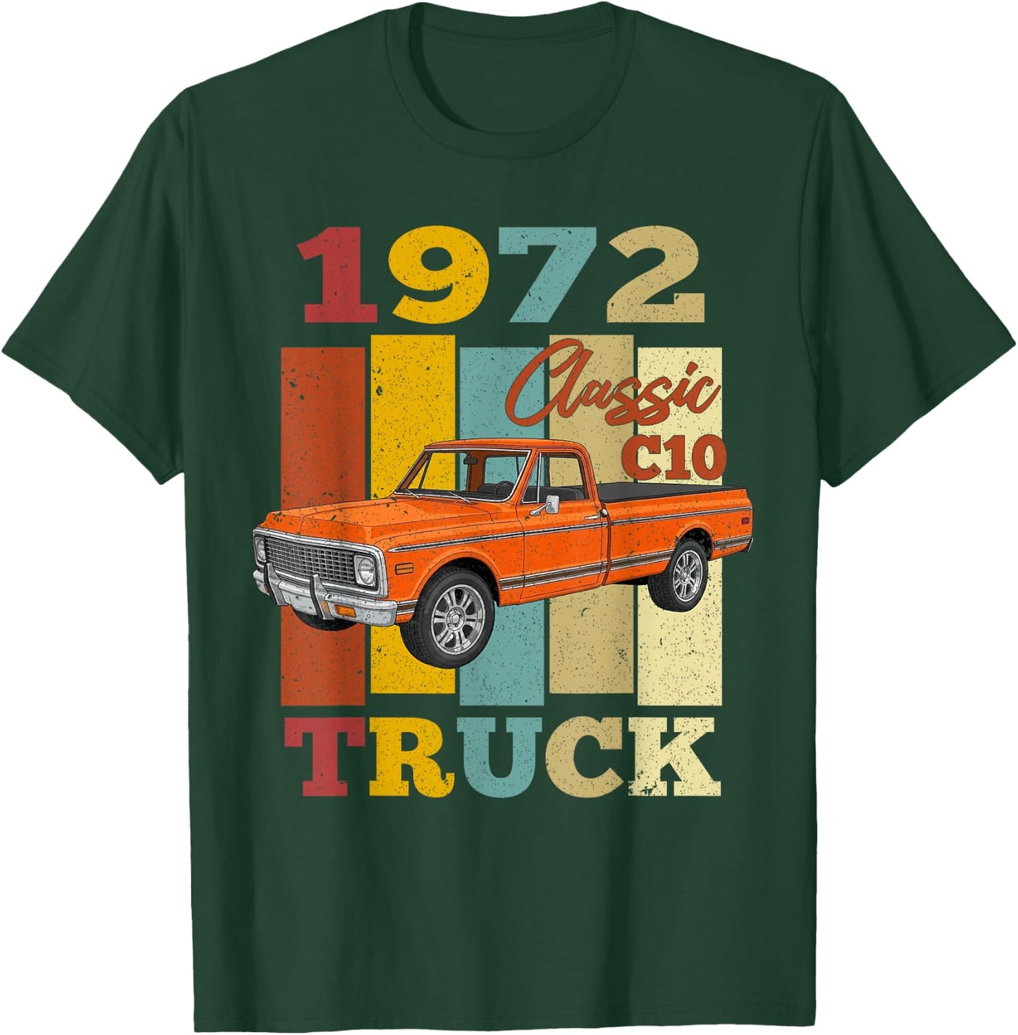 1972 C10 Truck Vintage 72 Silhouette Classic Old Hot Rod T-Shirt - T-Shirt | Forest