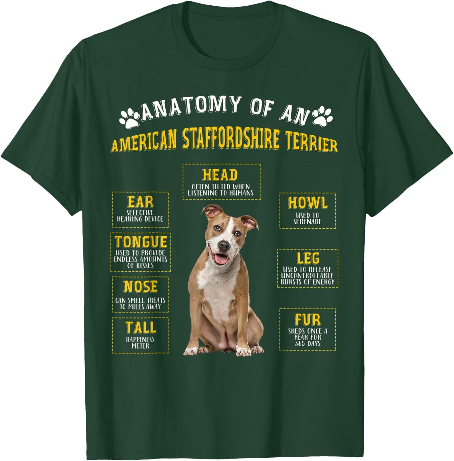 Lustige Anatomie AmStaff Geschenke für Frauen und Männer T-Shirt - T-Shirt | Forest