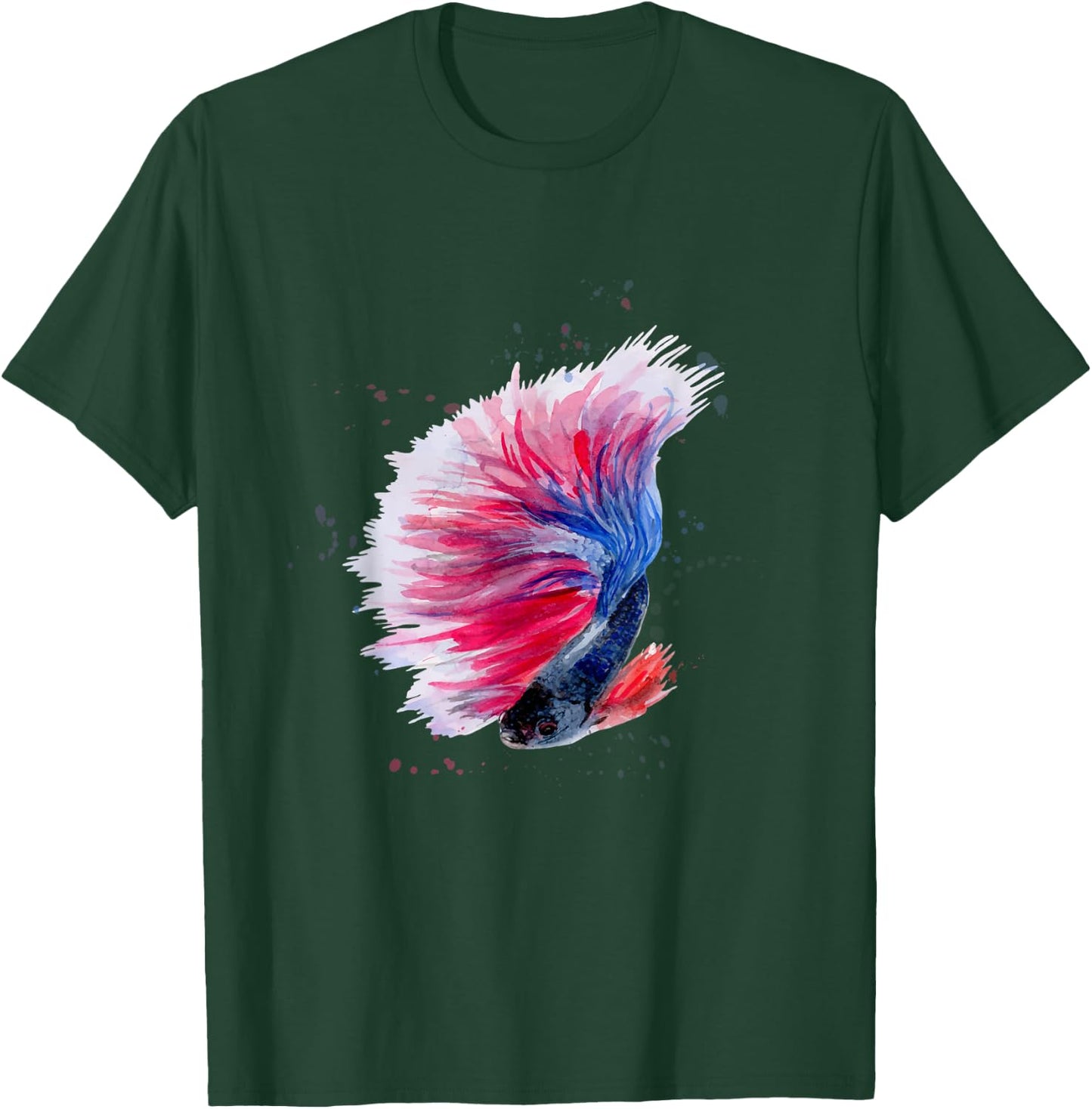 Red, White and Blue Watercolor Style Beautiful Betta Fish T-Shirt - T-Shirt | Forest