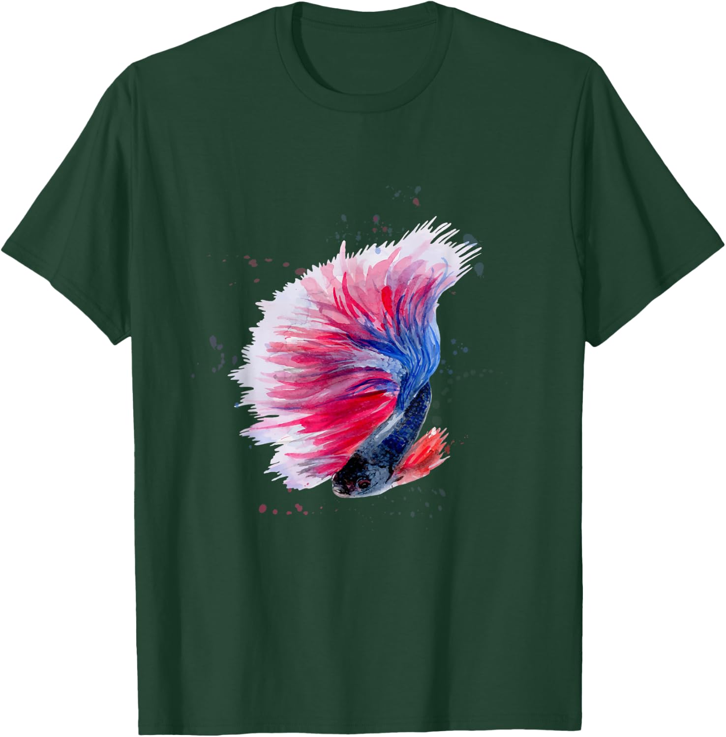 Red, White and Blue Watercolor Style Beautiful Betta Fish T-Shirt - T-Shirt | Forest