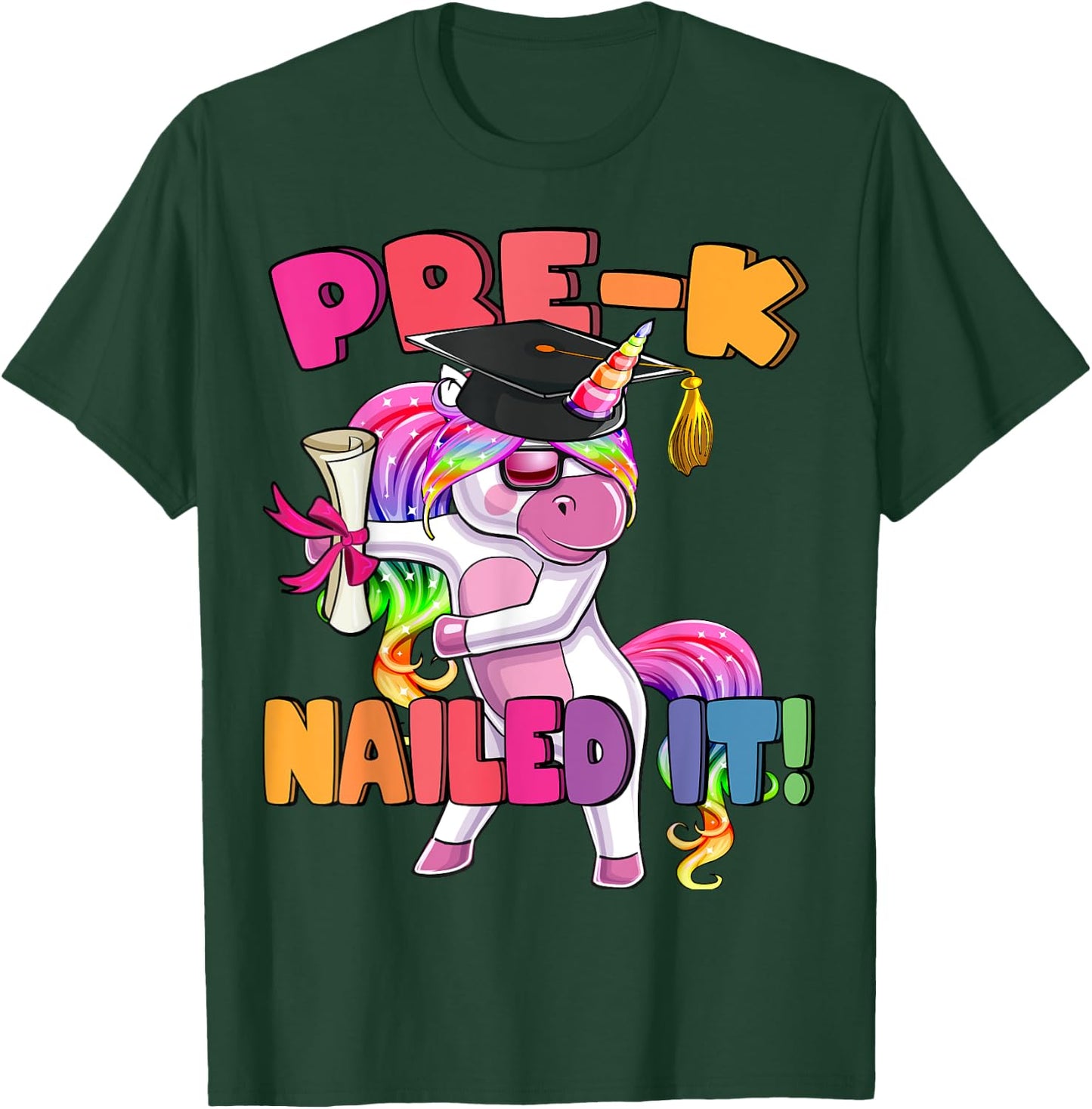 Pre-K Nailed It Flossing Unicorn Graduation Shirt Gift Girls T-Shirt - T-Shirt | Forest