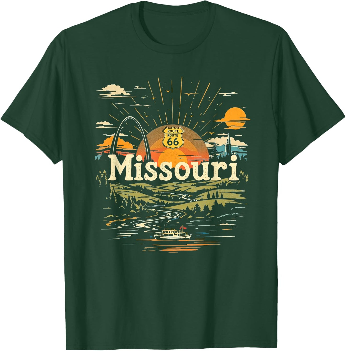 Retro Missouri Home State MO Nature Sunset Vintage T-Shirt - T-Shirt | Forest
