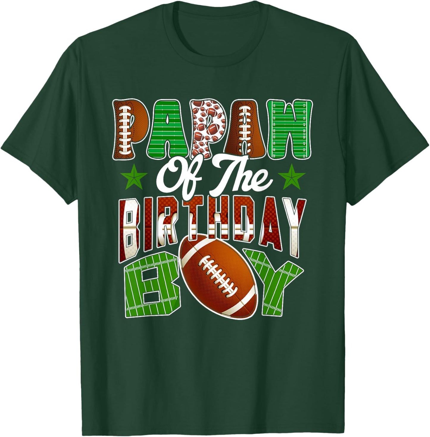 Papaw of The Birthday Boy Football Party Family Matching T-Shirt - T-Shirt | Forest