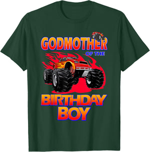 Godmother of the Birthday Boy Monster Truck Birthday Novelty T-Shirt - T-Shirt | Forest
