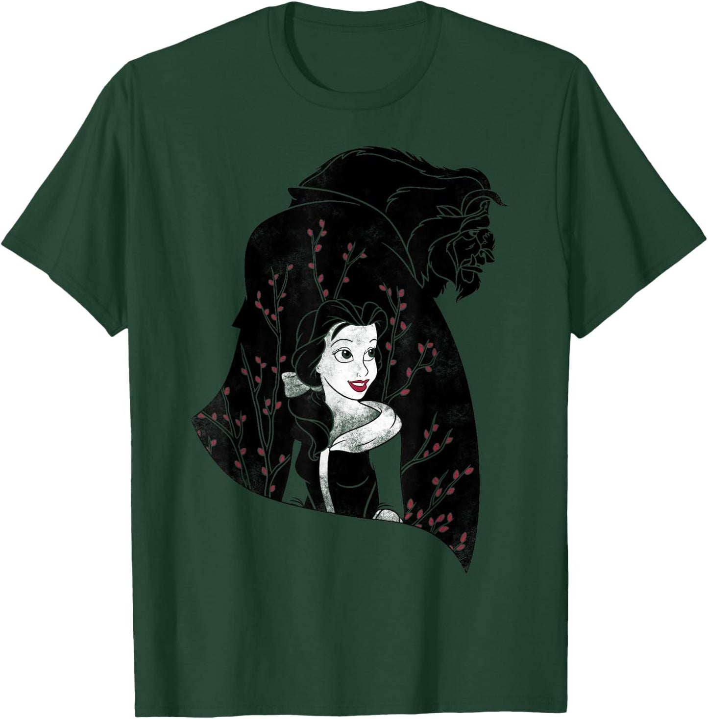Disney Beauty And The Beast Floral Silhouette T-Shirt - T-Shirt | Forest