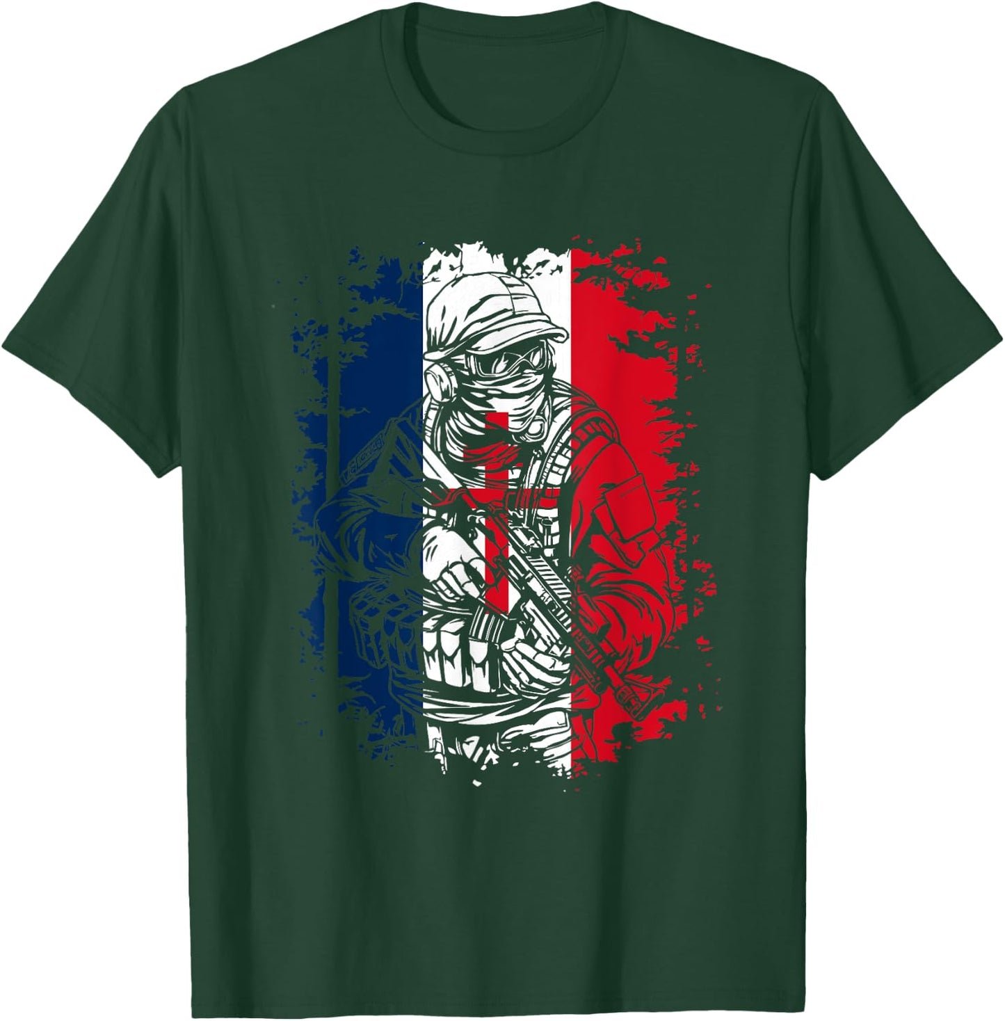 Soldier with French Flag and Cross of Lorraine , Black, S T-Shirt - T-Shirt | Forest